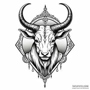 Horns, ink illustration for tattoo, linework… — эскиз тату (№1749058672_1, 04.06.2025 17:37) — Tatufoto.com