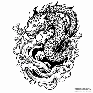 Leopard, concept art for tattoo, irezumi japa… — эскиз тату (№1749059690_1, 04.06.2025 17:54) — Tatufoto.com
