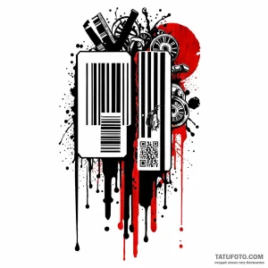 Barcode, ink illustration for tattoo, on a cl… — эскиз тату (№1749064857_0, 04.06.2025 19:20) — Tatufoto.com