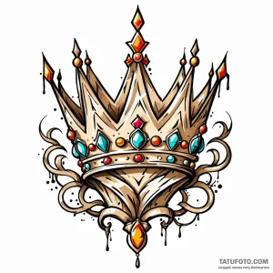 Crown, artistic tattoo sketch, new school tat… — эскиз тату (№1749067701_1, 04.06.2025 20:08) — Tatufoto.com