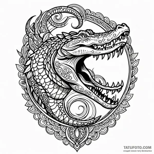 Crocodile, tattoo flash sheet design, ornamen… — эскиз тату (№1749078286_1, 04.06.2025 23:04) — Tatufoto.com