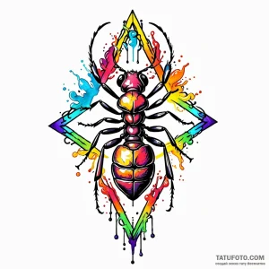 Ant, concept art for tattoo, vibrant colors,… — эскиз тату (№1749081352_1, 04.06.2025 23:55) — Tatufoto.com