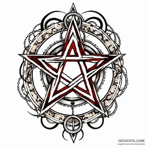 Pentacle, concept art for tattoo, sepia tone… — эскиз тату (№1749082388_1, 05.06.2025 00:13) — Tatufoto.com