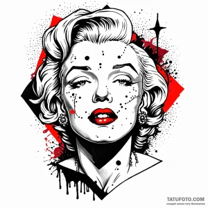 Marilyn monroe, tattoo line art, vibrant colo… — эскиз тату (№1749103327_0, 05.06.2025 06:02) — Tatufoto.com