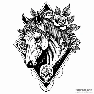Horse, tattoo sketch design, dotwork shading,… — эскиз тату (№1749105983_1, 05.06.2025 06:46) — Tatufoto.com