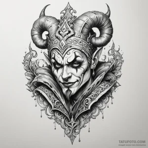 Jester, tattoo line art, highly detailed, int… — эскиз тату (№1749118878_1, 05.06.2025 10:21) — Tatufoto.com