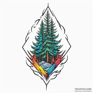 Fir trees, tattoo drawing outline, linework t… — эскиз тату (№1749120026_1, 05.06.2025 10:40) — Tatufoto.com