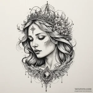 Mother of god, tattoo line art, watercolor ta… — эскиз тату (№1749120298_1, 05.06.2025 10:44) — Tatufoto.com