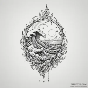 Ocean, tattoo drawing outline, linework tatto… — эскиз тату (№1749125237_1, 05.06.2025 12:07) — Tatufoto.com