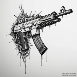 Machine gun, tattoo drawing outline, rough sk… — эскиз тату (№1749131378_0, 05.06.2025 13:49) — Tatufoto.com