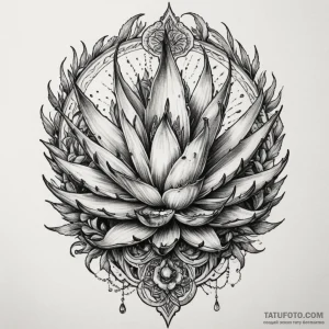 Aloe, tattoo sketch design, subtle drop shado… — эскиз тату (№1749131727_0, 05.06.2025 13:55) — Tatufoto.com