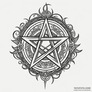Pentacle, concept art for tattoo, black and g… — эскиз тату (№1749132144_0, 05.06.2025 14:02) — Tatufoto.com