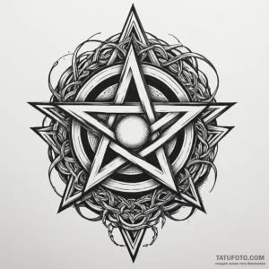 Pentacle, concept art for tattoo, black and g… — эскиз тату (№1749132144_1, 05.06.2025 14:02) — Tatufoto.com