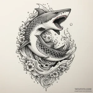 Shark, concept art for tattoo, muted color pa… — эскиз тату (№1749148038_0, 05.06.2025 18:27) — Tatufoto.com
