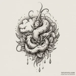Clouds, tattoo line art, soft whip shading, p… — эскиз тату (№1749148389_1, 05.06.2025 18:33) — Tatufoto.com