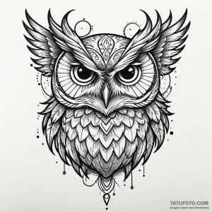 Owl, tattoo flash sheet design, on textured a… — эскиз тату (№1749149549_1, 05.06.2025 18:52) — Tatufoto.com