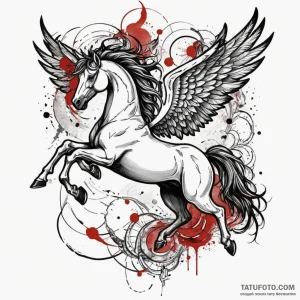 Pegasus, tattoo line art, trash polka tattoo… — эскиз тату (№1749149960_0, 05.06.2025 18:59) — Tatufoto.com