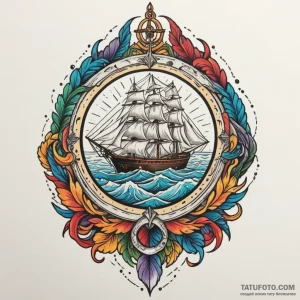 Sea, concept art for tattoo, bold outlines, t… — эскиз тату (№1749152184_0, 05.06.2025 19:36) — Tatufoto.com