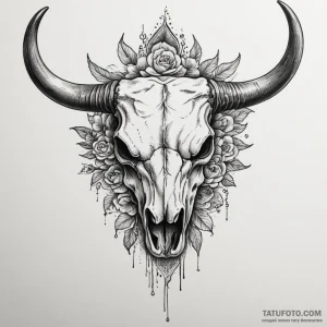 Bull skull, tattoo flash sheet design, master… — эскиз тату (№1749156431_1, 05.06.2025 20:47) — Tatufoto.com