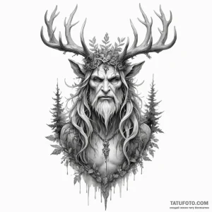 Leshy (forest spirit) — эскиз тату (№1749164868_0, 05.06.2025 23:07) — Tatufoto.com