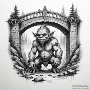 Troll under a bridge — эскиз тату (№1749166317_0, 05.06.2025 23:31) — Tatufoto.com