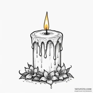 A lit candle dripping wax — эскиз тату (№1749171322_0, 06.06.2025 00:55) — Tatufoto.com