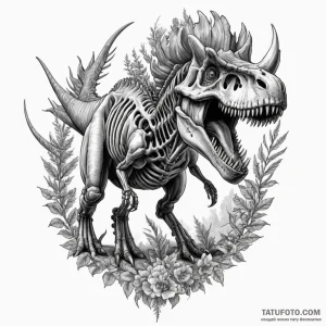 Dinosaur skeleton (t-rex, triceratops) — эскиз тату (№1749174307_0, 06.06.2025 01:45) — Tatufoto.com
