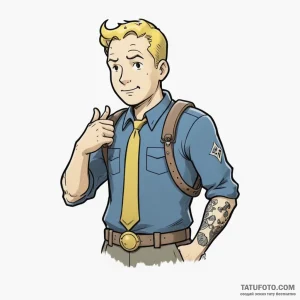Vault boy (from fallout) — эскиз тату (№1749175020_0, 06.06.2025 01:57) — Tatufoto.com
