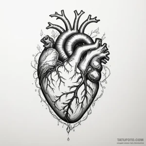 Anatomical heart made of crystal — эскиз тату (№1749176806_0, 06.06.2025 02:26) — Tatufoto.com