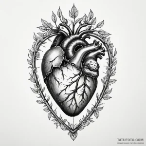 Anatomical heart as a cage with a bird inside — эскиз тату (№1749176896_0, 06.06.2025 02:28) — Tatufoto.com