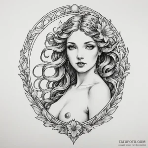 Art nouveau aphrodite — эскиз тату (№1749188047_0, 06.06.2025 05:34) — Tatufoto.com