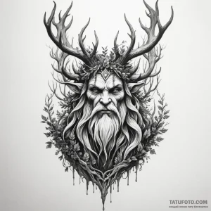Leshy (forest spirit) — эскиз тату (№1749195314_1, 06.06.2025 07:35) — Tatufoto.com