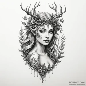 Dryad or tree nymph — эскиз тату (№1749197474_1, 06.06.2025 08:11) — Tatufoto.com