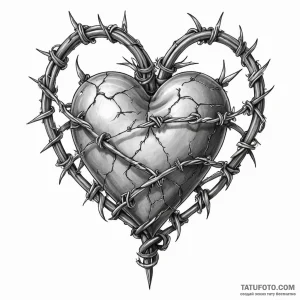 Barbed wire heart — эскиз тату (№1749203153_1, 06.06.2025 09:45) — Tatufoto.com