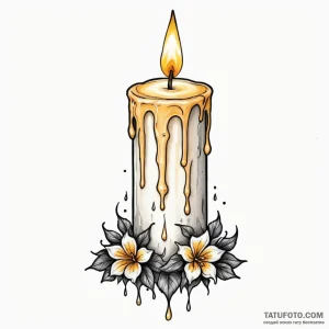A lit candle dripping wax — эскиз тату (№1749203224_1, 06.06.2025 09:47) — Tatufoto.com