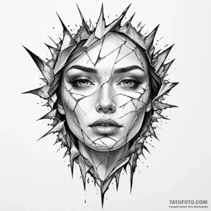 Shattered mirror reflecting a different face — эскиз тату (№1749204872_1, 06.06.2025 10:14) — Tatufoto.com