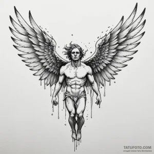 Icarus with melting wings — эскиз тату (№1749215708_1, 06.06.2025 13:15) — Tatufoto.com