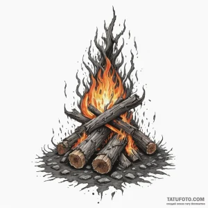 A «bonfire» from dark souls — эскиз тату (№1749226064_0, 06.06.2025 16:07) — Tatufoto.com