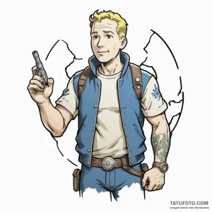 Vault boy (from fallout) — эскиз тату (№1749226134_1, 06.06.2025 16:08) — Tatufoto.com