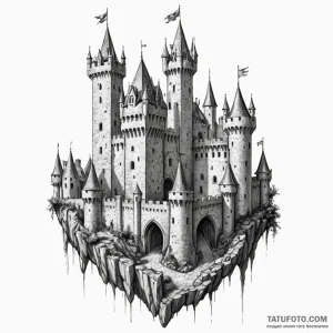 Medieval castle siege — эскиз тату (№1749227567_0, 06.06.2025 16:32) — Tatufoto.com