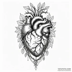 Anatomical heart as a cage with a bird inside — эскиз тату (№1749228392_0, 06.06.2025 16:46) — Tatufoto.com