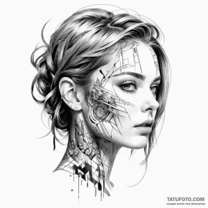 Glitch art portrait — эскиз тату (№1749232096_1, 06.06.2025 17:48) — Tatufoto.com