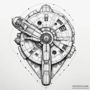 The millennium falcon blueprint — эскиз тату (№1749247825_0, 06.06.2025 22:10) — Tatufoto.com