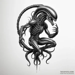 A xenomorph from alien — эскиз тату (№1749247890_1, 06.06.2025 22:11) — Tatufoto.com