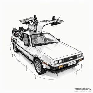 The delorean from back to the future — эскиз тату (№1749248162_1, 06.06.2025 22:16) — Tatufoto.com