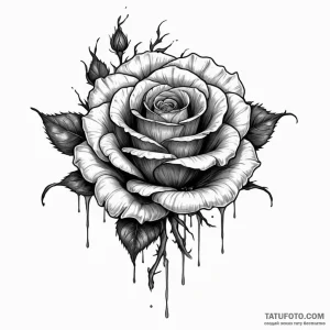 A wilting black rose losing its petals — эскиз тату (№1749251020_1, 06.06.2025 23:03) — Tatufoto.com