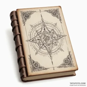An old, leather-bound grimoire — эскиз тату (№1749251418_0, 06.06.2025 23:10) — Tatufoto.com