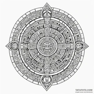 A mayan calendar stone — эскиз тату (№1749254086_0, 06.06.2025 23:54) — Tatufoto.com