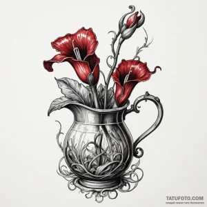 A pitcher plant, tattoo drawing outline, blac… — эскиз тату (№1749262083_0, 07.06.2025 02:08) — Tatufoto.com