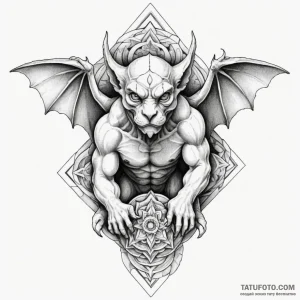 Gargoyle on a ledge (is there, but can be a c… — эскиз тату (№1749265139_0, 07.06.2025 02:58) — Tatufoto.com